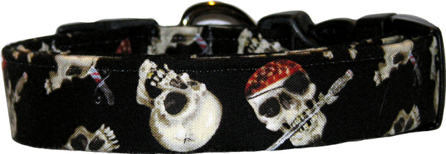 Fierce Skulls & Pirates Handmade Dog Collar
